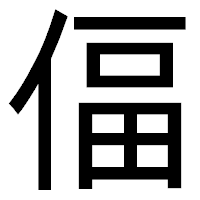「偪」のゴシック体フォント・イメージ