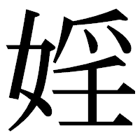 「婬」の明朝体フォント・イメージ