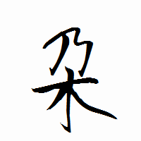 「朶」の衡山行書フォント・イメージ