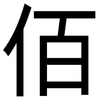 「佰」のゴシック体フォント・イメージ