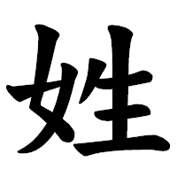 「姓」の楷書体フォント・イメージ